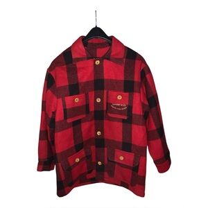 RARE Quebec LAMBERT & CO Men’s Medium Red Black Buffalo Plaid Coat Jacket